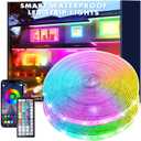 80FT Outdoor RGB LED Strip Lights, IP68 Music Sync Led Lights with App Control and Remote,Color Changing Waterproof Led Rope Lights for Outdoor, Balcony, Roof, Garden, Stairs