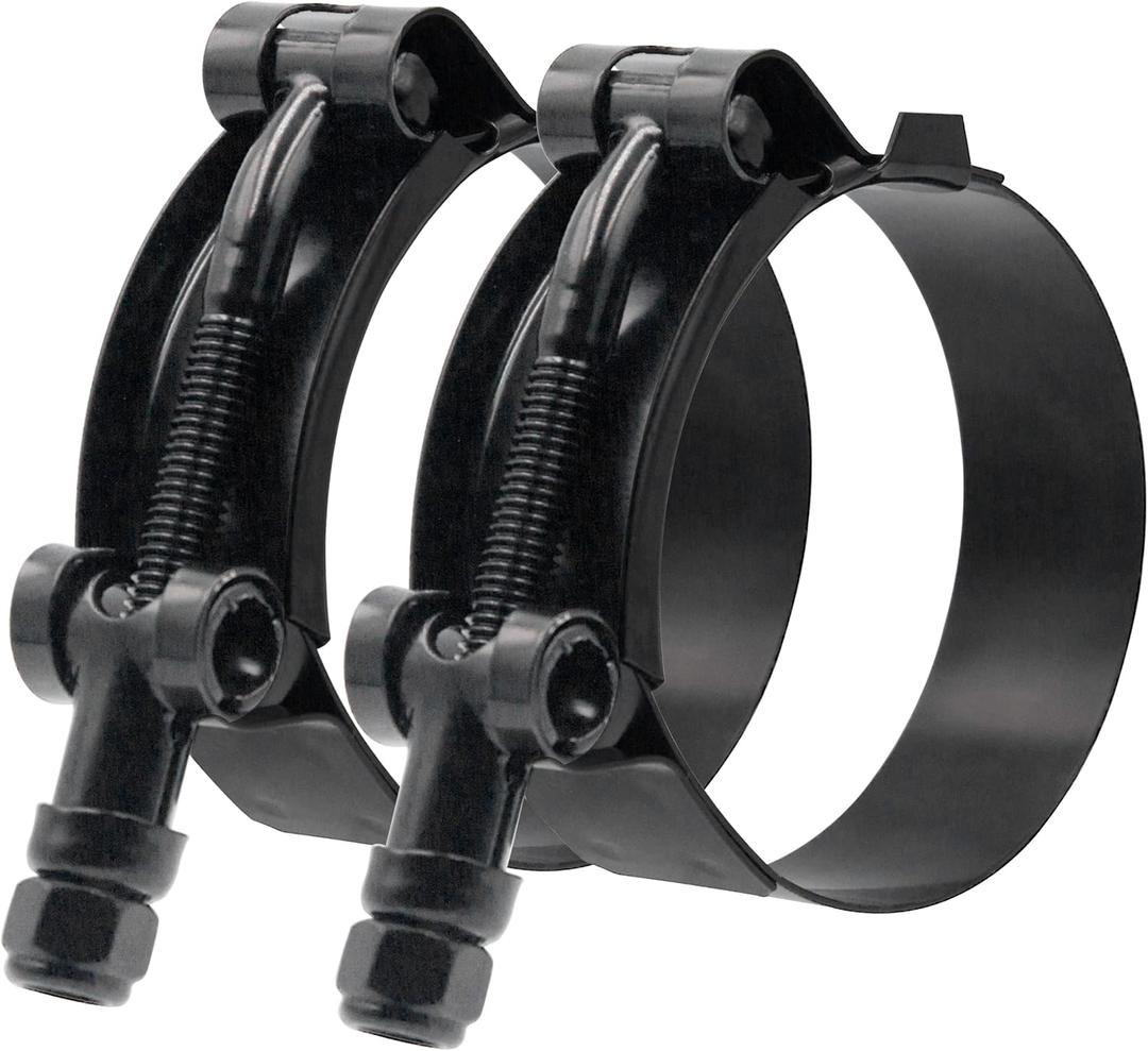 ISPINNER 2 Pack 2 Inch Stainless Steel T-Bolt Hose Clamps, Clamp Range 56-64mm for 2" Hose ID (Black)