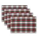 Christmas Plaid Placemats Set of 4, Red White Buffalo Checkered Tartan Winter Thanksgiving Xmas Table Mats for Dining Room Kitchen Table Decor