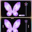 DUDUCOFU Girls Fairy Butterfly Wings with LED Light, Fairy Wings Light Up Star Wands for Girls Kids Women Halloween Dress Up (Purple)