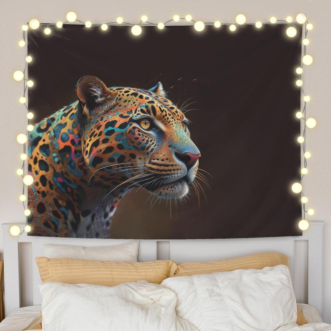URLLUAE Glittery Leopard Tapestry, Cheetah Leopard Print Room Decor, Trendy Fashion Cheetah Wall Tapestry Backdrop for Home Bedroom Living Room Dorm Apartment Decoration, 50x60 Inch