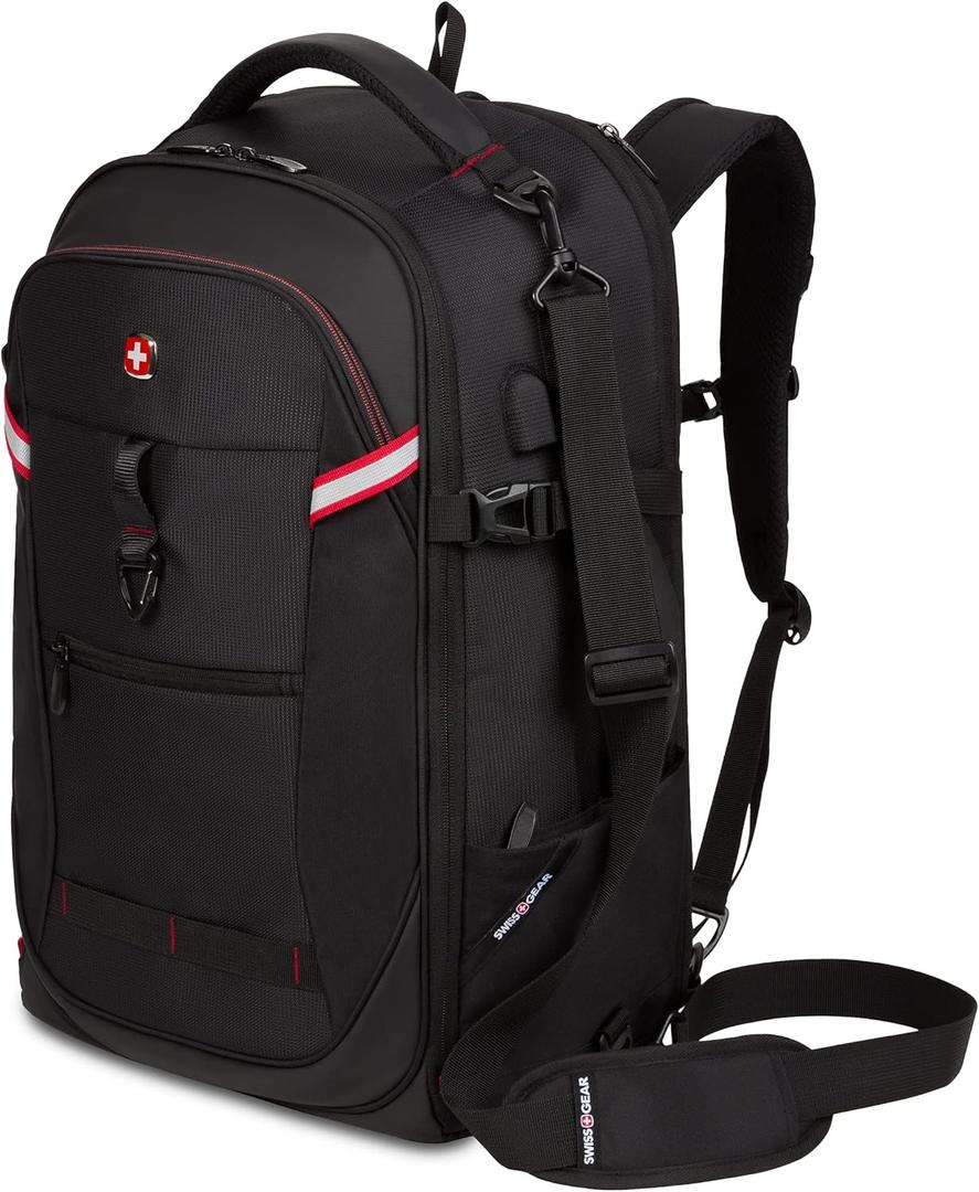 SwissGear 3766 Extra Large 48L Travel Backpack with USB Charging Port, Built-in RFID, Fits 16 Inch Laptop