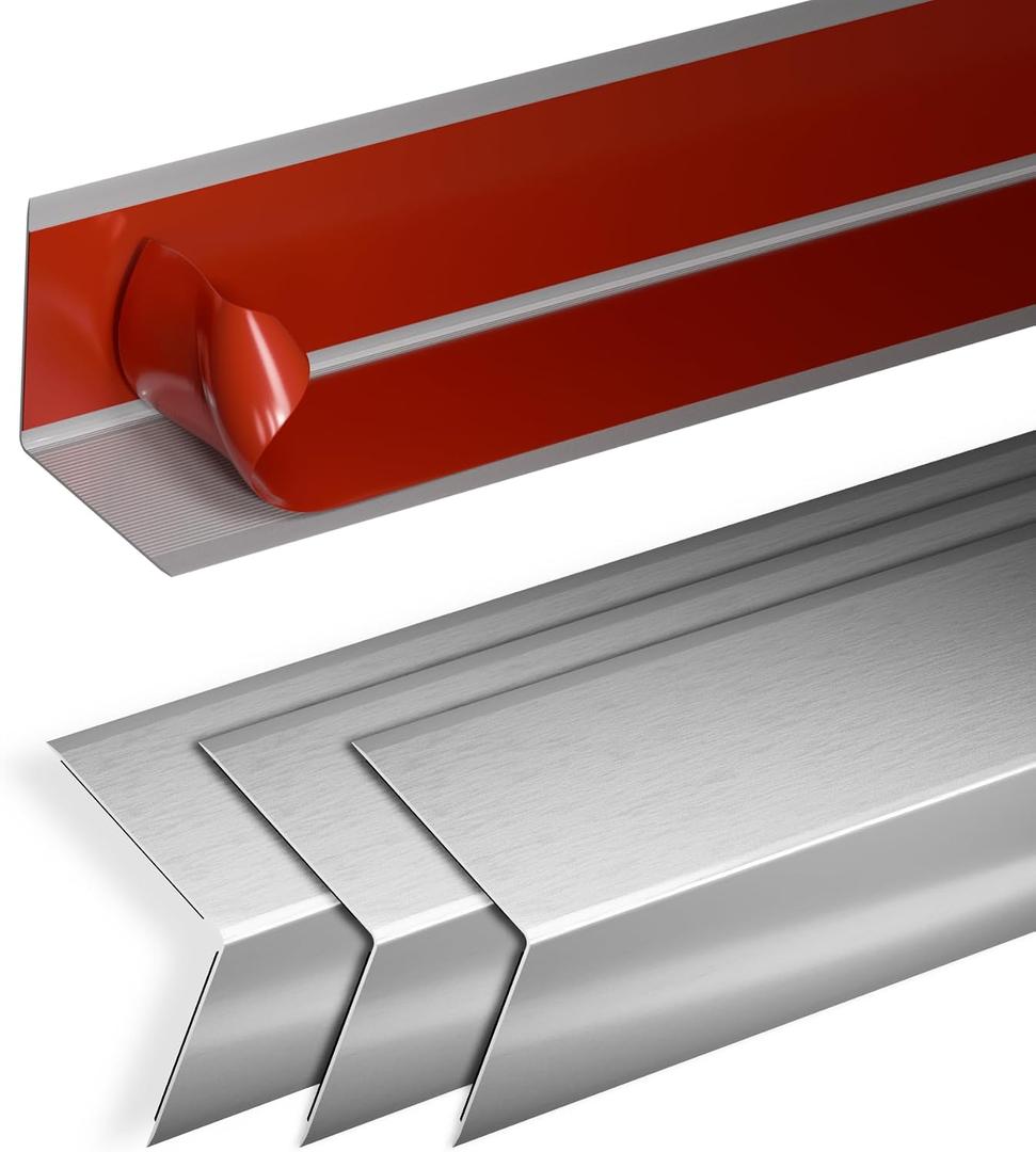 4Pcs 36" Metal Corner Protectors, Aluminum Self-Adhesive Corner Guards, for Edge Protection & Decoration on Walls, Furniture, Cabinets, Kitchen Islands (Gray, 36"x0.7"x0.7")