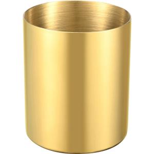 Gold Pencil Holder for Desk, 304 Stainless Steel Pencil Cup, Pen Holder Cup, Pen Pot, Makeup Brush Holder, Desktop Accessory Stationery Organizer