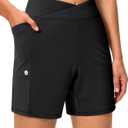G Gradual Women's Athletic Shorts 6" High Waisted Casual Shorts for Women (Black, XXXL)
