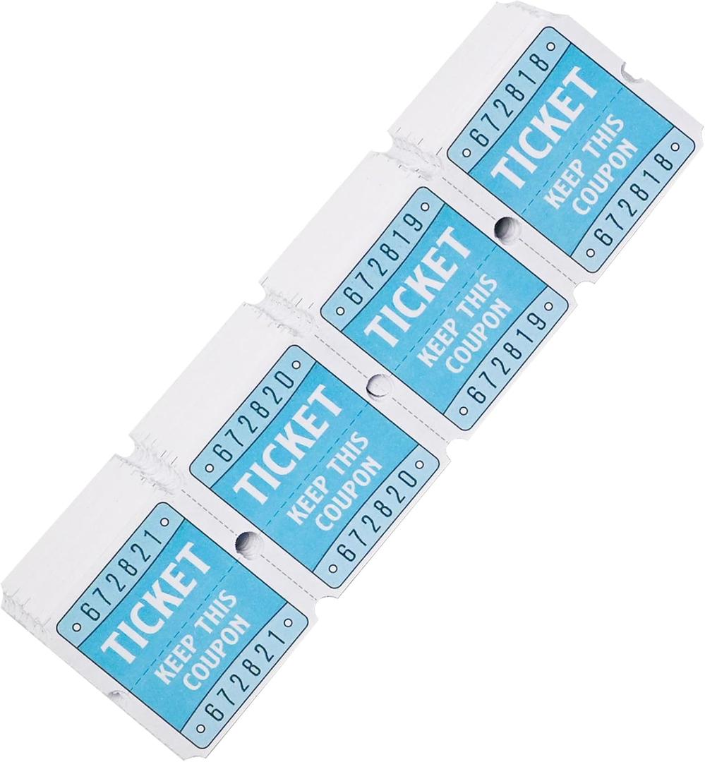 L LIKED 200 Raffle Tickets, 50/50 Double Roll Tickets for Event, Raffles, Carnival, Door Prizes and Class Reward (Blue)
