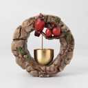 Magnetic Door Bell Chime for Door Opening  Cardinal Statue Wreath Style with Brass Bell, Door Decoration for Entrance, Wall, Store, Fridge, Garden  Ideal for Housewarming or Gift (Brown)