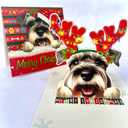Schnauzer Christmas Pop Up Card  3D Holiday Greeting Card Featuring Adorable Schnauzer Dog with Festive Reindeer Antlers, Perfect for Dog Lovers, Unique Christmas Gift Card for Friends and Family