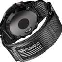 Compatible With Garmin Watch Band, Super Rugged Nylon Sports Strap With Woven Loop Design, For Fenix/Forerunner/Approach/MARQ/Quatix/D2 Series Tough Replacement Band For Men (20MM / Small (6.4'' to 7.4''), Black)