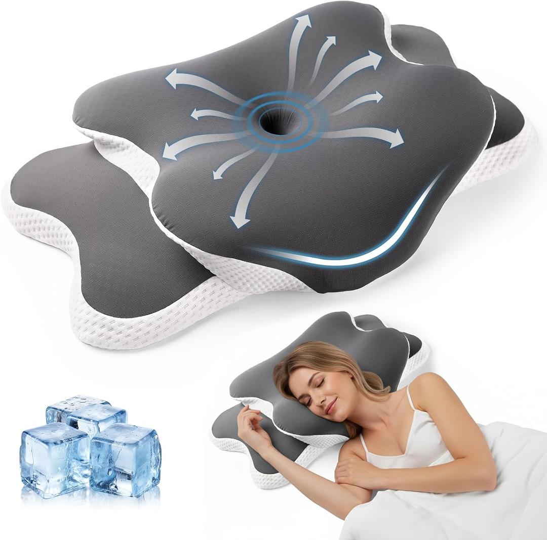 Cooling Pillow for Neck Support, Adjustable Cervical Pillow Cozy Sleeping, Odorless Ergonomic Contour Memory Foam Pillows, Orthopedic Bed Pillow for Side Back Stomach Sleeper