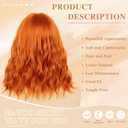 NAYOO Burnt Orange Bob Wig with Bangs for Women, 14 Inch Short Curly Synthetic Wig, Glueless Middle Part Natural Looking Copper Orange Hair for Daily Wear Party Halloween