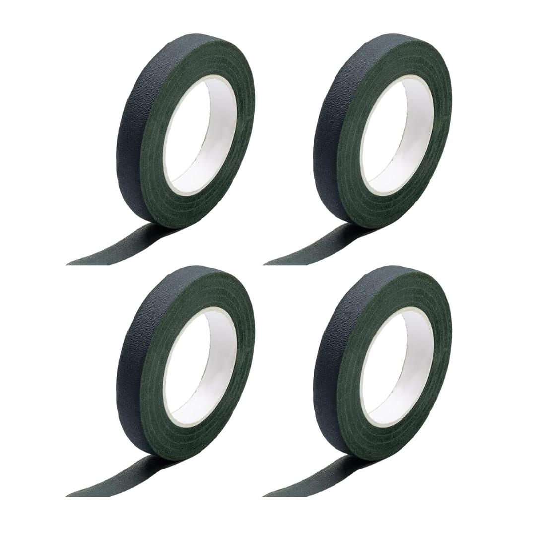 4 Rolls Floral Tape 1/2" Wide, Dark Green Floral Tapes Green Bouquet Tapes, Grass Green Stem Wrap for Bouquet Stem Wrapping/Wedding Bouquet