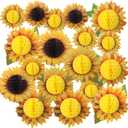 Ovveroche 18 PCS Sunflower Party Decorations Yellow Tissue Flowers Wall Decoration 3D Large Honeycomb Hanging Paper Decorations for Party Birthday Wedding
