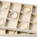 pickpiff Drawer Jewelry Organizer & Display Trays: 2pcs 12grid Velvet Stackable Jewelry Case (13.8x9.4x1.2inch) - Soft Beige Necklace Holder Bracelet Display Watch Box