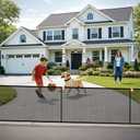 Driveway Net for Kids Safety – 36 FT Driveway Safety Net Barrier, Stops Basketballs from Rolling into the Street, 40 in Tall(Ebony)