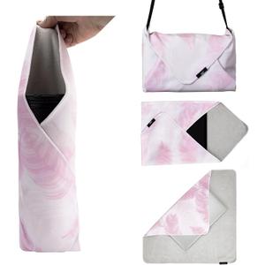 19.7 Inch Folding Protective Wrap for Camera Lens iPad Tablet Laptop Flash Telescope Hard Disk Switch Phone & More Devices, Self-Stick Wrapper Protector, Portable Travel Storage Pouch & Cleaning Cloth (Pink Feather)