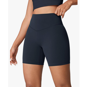 Hugcurve No Front Seam High Waisted Workout Biker Shorts for Women 6 Inches Tummy Control Buttery Soft Yoga Pants Gym SIZE S