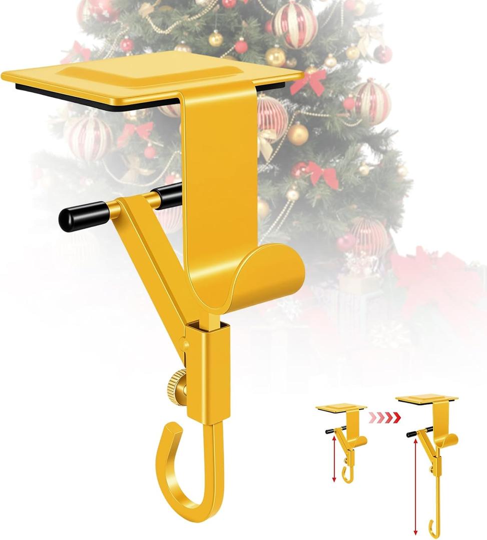 No-Drill Fireplace Stocking and Garland Hanger for Mantel 2-in-1 Adjustable Heavy Duty Christmas Hooks, Tool-Free Clip-On Design Holds Stockings Garland Securely for Indoor Outdoor Decor (1-gold)