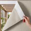 NICETOWN 100% Blackout Linen Outdoor Curtains for Patio, Waterproof & Windproof Gazebo Curtains Sticky-Back Top & Back Tab Bottom, Sun Shades with 2 Straps & Rope, W52 xL84, Natural, 2 Panels