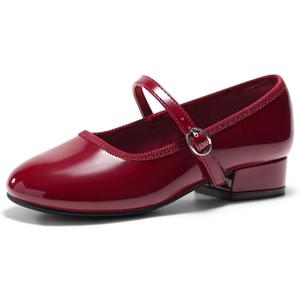 Coutgo Girls Dress Shoes Mary Jane Shoes Low Chunky Heel Wedding Party Flower Girl Flats (for Toddler/Little/Big Kids) Size 4Y