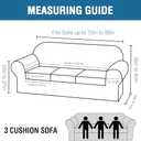 H.VERSAILTEX Modern Velvet Plush 4 Piece High Stretch Sofa Slipcover Sofa Cover Furniture Protector Form Fit Thick Velvet Sofa Cover for 3 Cushion Couch Width Up to 90 Inch (Sofa, Cream)