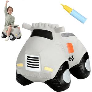 INPANY Kids Car Bouncy Hopper Toys, Toddlers Ride on Car, Inflatable Hopping Toys, Bouncing Buddies, Rubber Bouncer, Outdoor Indoor Birthday Gifts Toy for 2 3 4 Yr Girl Boy, Grey