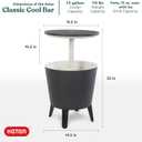 Keter Modern Cool Bar Outdoor Patio Furniture and Hot Tub Side Table with 7.5 Gallon Beer and Wine Cooler, Dark Grey