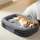 Bedsure Orthopedic Dog Beds Large Sized Dog - 360 Oval Bolster Large Dogs Bed for Senior Dogs with Waterproof Washable Cover, Big Comfort Pet Sofa Couch with Ultra-Soft Fleece, Grey, 35"