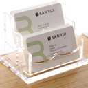 YUXUN Clear Acrylic 2-Tier Business Card Holder  2-Slot Desk Organizer for Office, Reception, Trade Shows (Ideal for Men & Women)