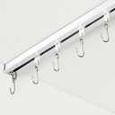 Curtain Track, Ceiling Curtain Track for Room Divider, Ceiling Mount Rail Set with Roller Hooks, White, 12ft - 18ft