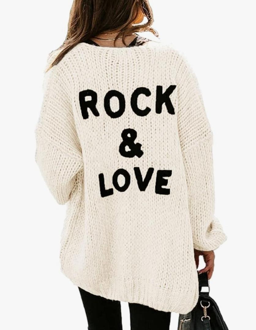 FASHION Women's Long Sleeve Open Front Knit Cardigans Sweaters Soft Loose Draped Coat Outerwear Ivory Medium