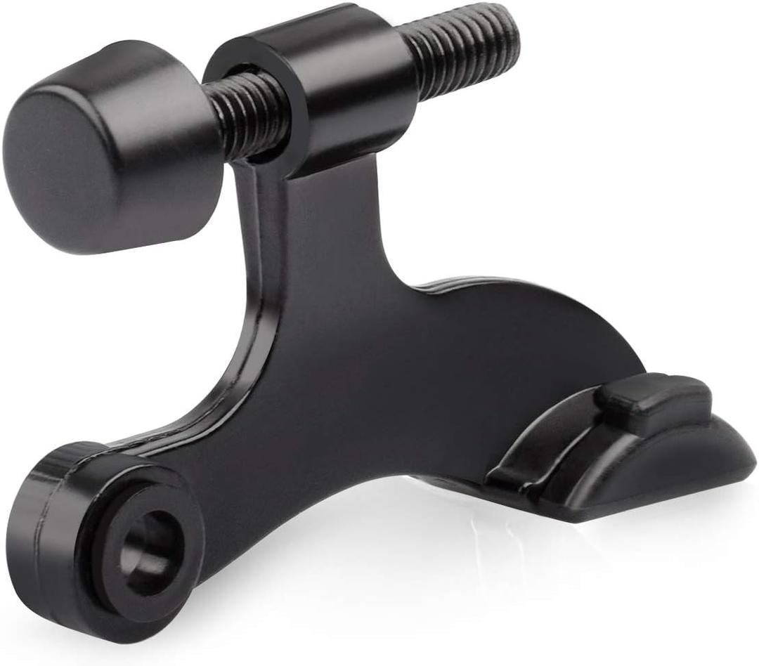 HOMOTEK 8 Pack Hinge Pin Black Door Stopper, Adjustable Deluxe Heavy Duty Door Stopper 2-1/2"x1-3/4,with Black Rubber Bumper Tips