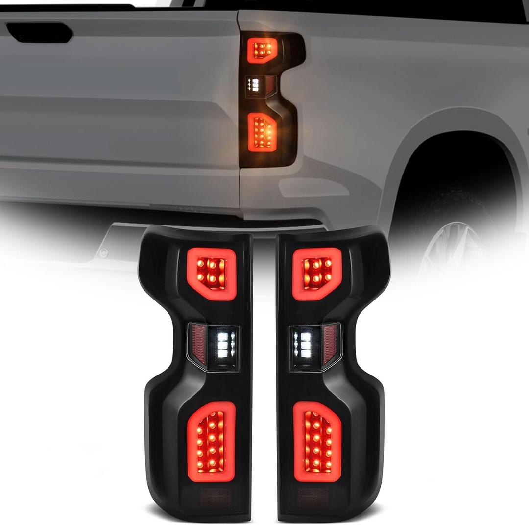 AUTOSAVER88 LED Rear Tail Lights Brake Lamp Compatible with 2019 2020 2021 2022 2023 Chevy Silverado 1500/2022 Chevy Silverado 1500 LTD Tail Lamp Smoked Taillights, Driver and Passenger Side