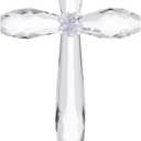 YWHL Crystal Standing Cross Decor, Religious Easter Gifts for Women Men, Handmade Glass Holy Cross Collectible Figurines for Home Decoration, Christmas Decoration for Pary