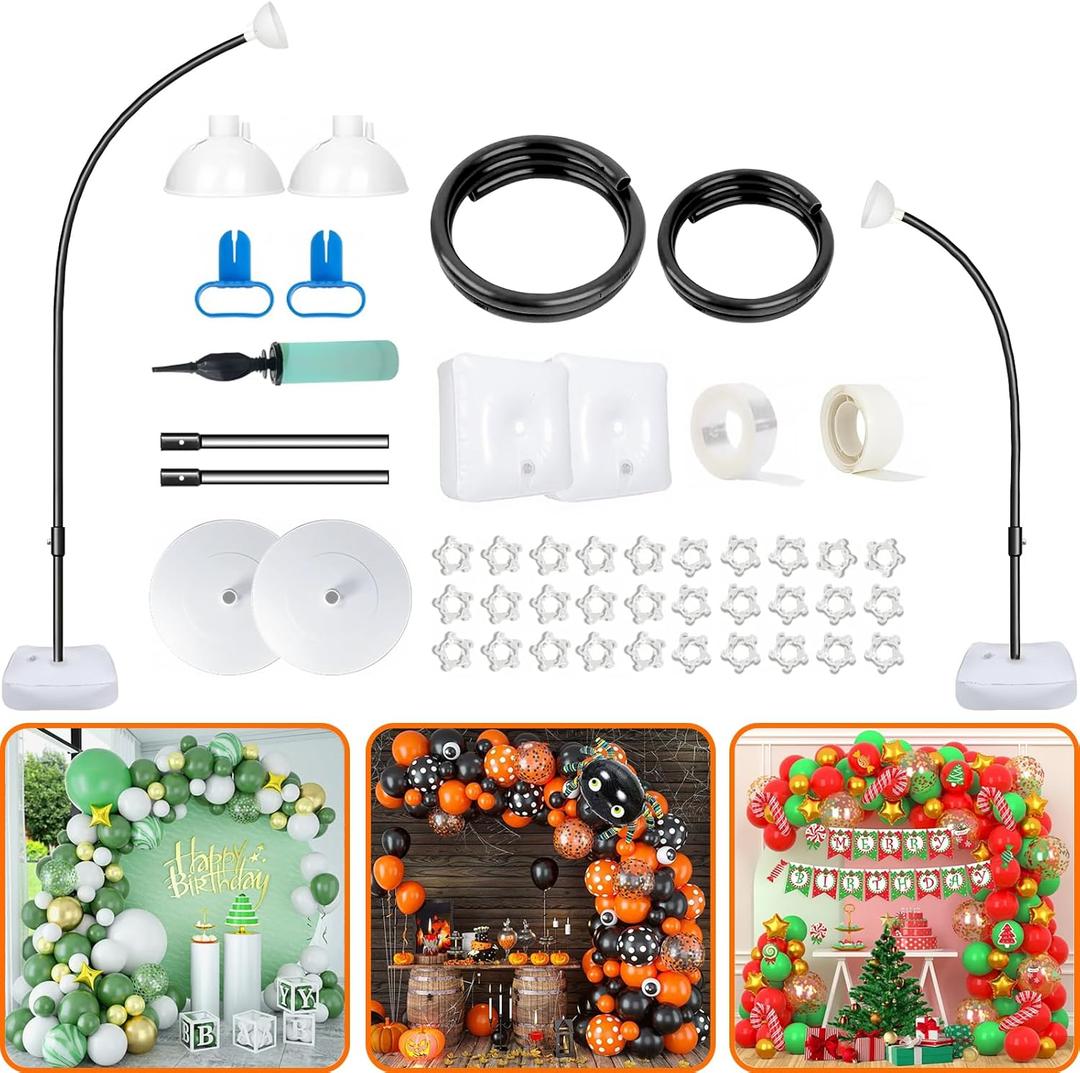 Balloon Arch Kit,Bendable Balloon Arch Stand:Updated (9.2FT+6FT)Reusable Party Balloon Arch Floor Frame with Base - for Graduation Wedding Baby Shower Birthday Kids Party Events Decorations ((Black)