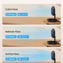 Gaiatop Foldable Small Desk Fan with LED Night Light, Wireless 6000mAh Battery Powered Portable Fan USB Rechargeable, Bedroom Office Dorm Travel Camping Cruise Essentials, Gifts for Women Men, Black