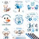 AmazingSpark 36 Sets Hello Winter Handprint Art Craft Included Snowman Snowflake Gloves Reindeer DIY Hand Print Paper Crafts with Paint, Let It Snow Handprint Keepsake for Winter Xmas Fun Activity