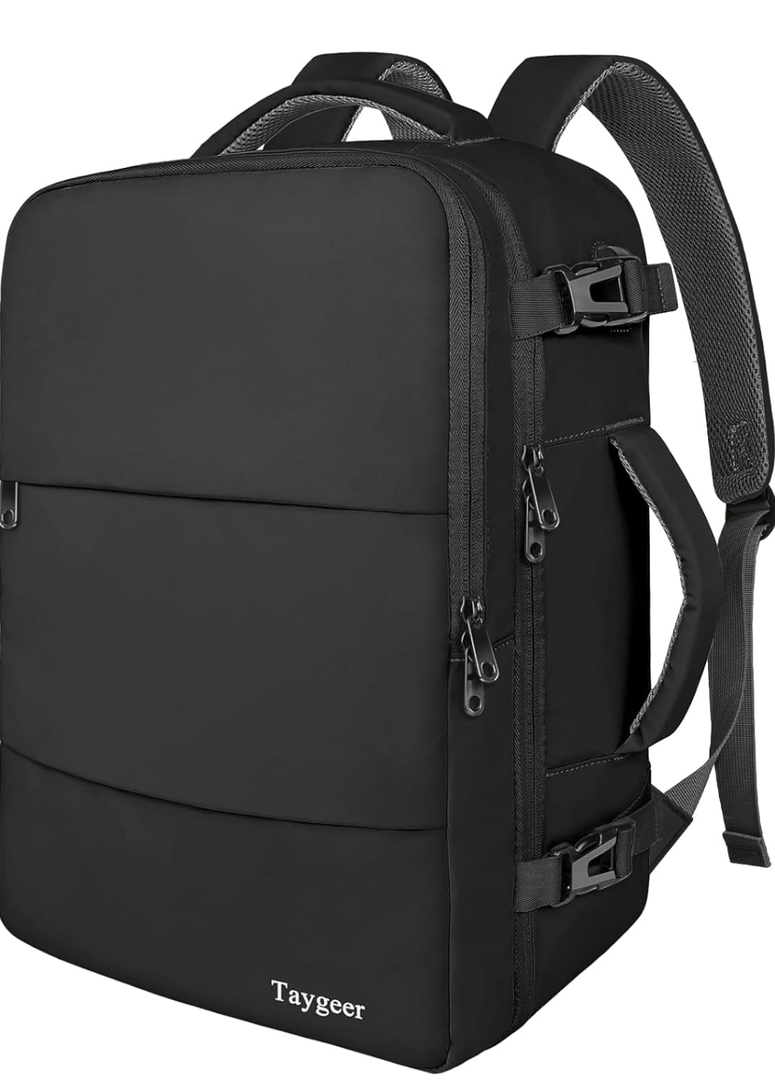 Taygeer Travel Laptop Backpack for Men Women, Airplane Approved Travel Backpack Suitcase with Usb Charging Port, Lightweight College 35l Luggage Bag 15.6inch Laptop Mochila Gifts for Business,Black