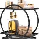 2 Tier Perfume Organizer for Dresser, Black Gold Perfume Organizer Makeup Perfume Stand Organizer for Vanity, Cosmetics Ideal Gift for Perfume Lovers-Black, WIO002-Black