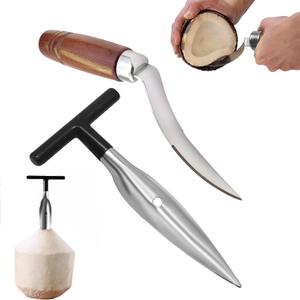 Coconut Opener,Coconut Opener Tool,Stainless Steel Coconut Puncher And Coconut Meat Remover Scraper Knife,Safe And Convenient Coco Drill Punch Tool