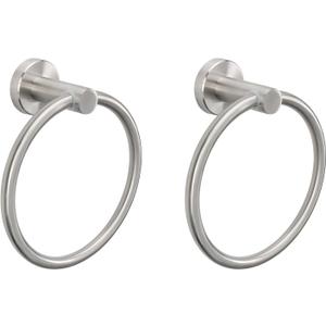 NearMoon Bath Towel Ring, Bathroom Hardware Accessories-Thicken Stainless Steel Hand Towel Holder for Bathroom, Modern Round Towel Hanger Wall Mounted (Brushed Nickel, 2 Pack)