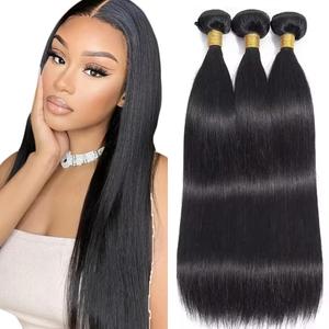 #1B Bundles Human Hair Straight Bundles Human Hair NerriHou 24 26 28 Inch Brazilian Virgin Hair Natural Color Straight Human Hair Bundle Hair Extensions 3 Bundle 150 Gram