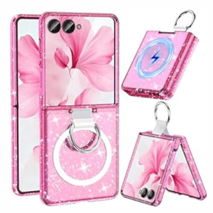 for Samsung Galaxy Z Flip 7 Case Magnetic, Z Flip 7 Case [Compatible with MagSafe], Translucent Matte Military Grade Drop Protection Slim Fit Hard PC Rugged Phone Cover for ZFlip7, Pink