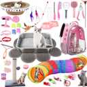 31 Pcs Kitten Supplies Starter Kit Kitten Essentials Starter Kit Include Stainless Steel Cats Litter Box Backpack Cat Scratcher Kitten Toys Accessories for Kitten Welcome Gift Supplies