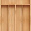 Bamboo Silverware Organizer, Kitchen Drawer Organizer, Utensil Holder, Cutlery Tray & Spoon Flatware Storage with Grooved Drawer Dividers (9.5''W x 13.5''D) (Natural)