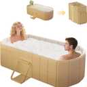 jessie 59" Portable Ice Bath Tub for Adults, Cold Plunge tub for Athletes, Inflation-free Foldable Bathtub, Insulated Hot Tub for Bathtub Showers, Indoor & Outdoor (with Lid) (XL(59.1''L x 33.9''Wx 19.7''H)