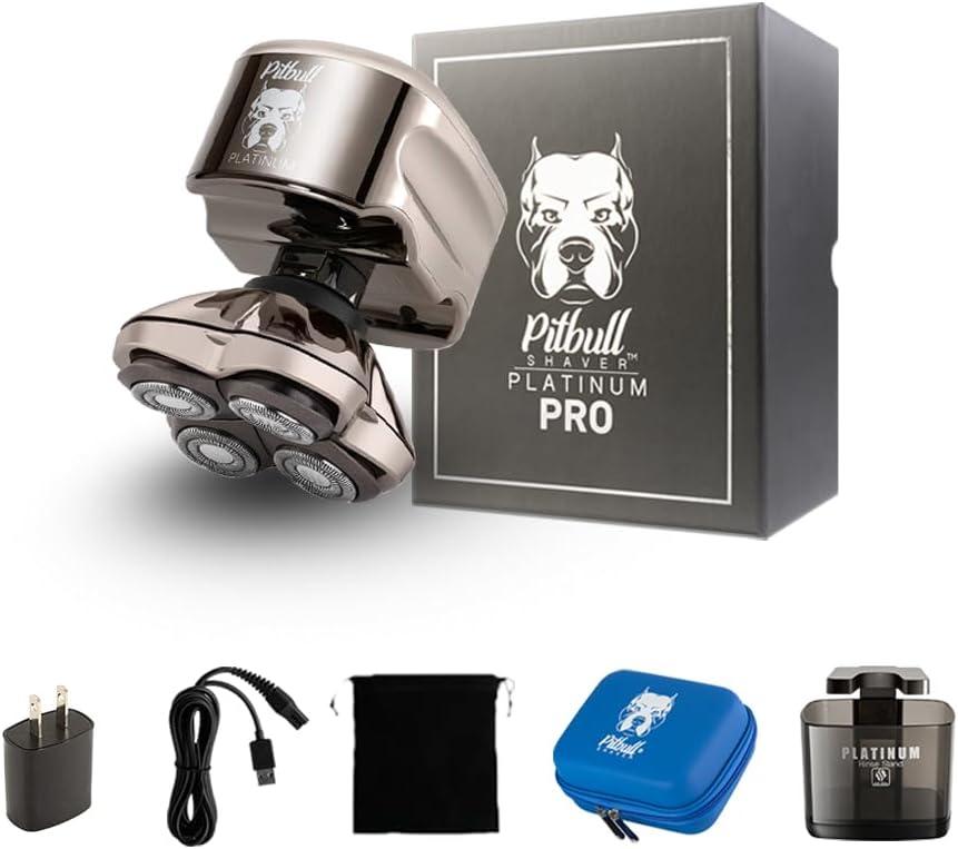 Skull Shaver Pitbull Platinum Pro:Head Shaver for Men - Bald Head Shavers with Wet/Dry Technology, Ergonomic Design, Travel Lock, and Accessories. Perfect Grooming Kit and Prime Gift for Men
