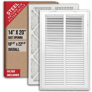 Fits 14x20 Duct Opening | Filter Included Steel Return Air Filter Grille by Handua [Removable Door] | Vent Cover Filter Grill | White | Outer Dimensions: 16 5/8"W X 22 5/8"H