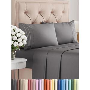 King Size 4 Piece Sheet Set - Comfy Breathable & Cooling Bed Sheets Set - Hotel Luxury Bedding for Women, Men, Kids & Teens - Deep Pockets, Easy-Fit, Super Soft & Wrinkle Free - Oeko-Tex - Dark Grey (07 - Dark Grey)