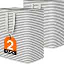 Lifewit 2 Pack Laundry Hamper Large Collapsible Laundry Baskets, Freestanding Waterproof Clothes Hamper with Easy Carry Handles in Laundry Room Bedroom Bathroom College Dorm for Adults, Gray, 2 x 100L (Grey)